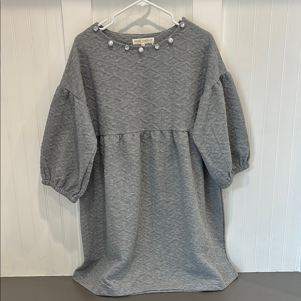 Gray Dress with Pearl Accents